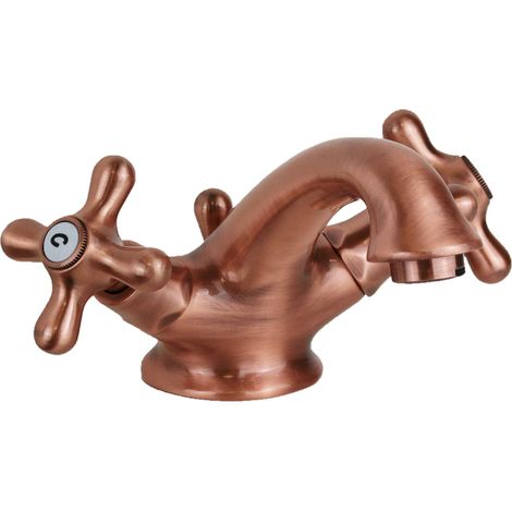 Grifería monomando para lavabo con caño curvo color cobre Paffoni Iris IRV065RM cobre - Iris - Desagüe automático 1"1/4 (1/2)