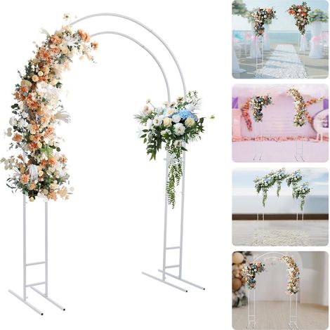 Support d'arche de mariage - Blanc - 1,5 x 2,2 m - Arche de mariage dorée - Cadre arqué pour ballon - Blanc