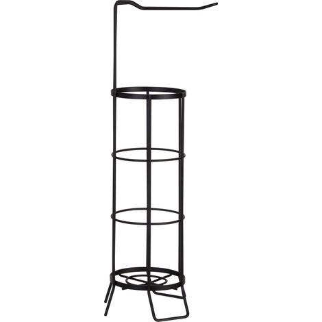 Premier Housewares Toilet Roll Holder/ Black Metal Stand / High Quality Stainless/ W21 X D20 X H62cm (1/4)