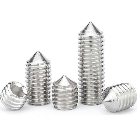 Vis sans tête coniques M6 en acier inoxydable, vis hexagonales à six pans creux, vis de réglage M6 20 mm, lot de 20 (1/4)