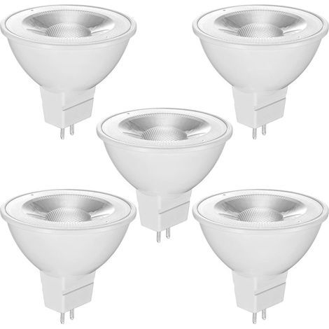 Ampoules LED GU5.3 MR16 12V, Blanc Chaud 2700K, 520LM, 36° Angle, Ampoules LED Spot 12V, Non Dimmable, Lot de 5 (1/5)