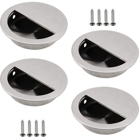 Poignée encastrée Ø50 mm Acier inoxydable 304 satiné brossé Ouverture 40×20 mm Profondeur 10,5 mm (1/5)