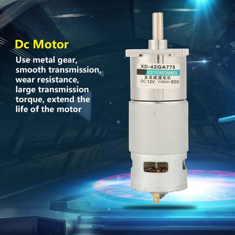 XD‐42GA775 Mikro-Gleichstrom-Getriebemotor, großer Drehmomentmotor mit einstellbarer Drehzahl und Halterung (600 U/min, 12 V) (1/5)