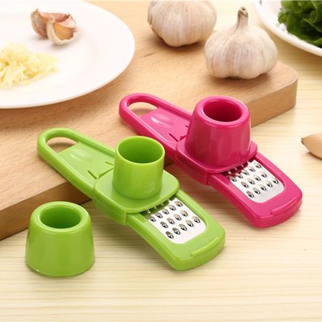 Prensa de ajo y jengibre de acero inoxidable PP, nueva, cortador de jengibre, rallador de cocina de plástico, herramientas de molienda, color verde (1/3)