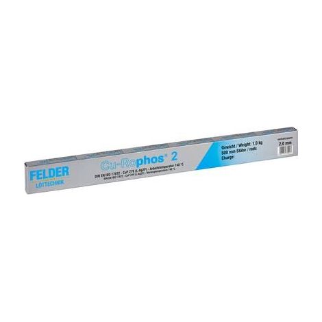Felder Cu-Rophos 2 estaño para soldar plateado 500 mm 1 kg