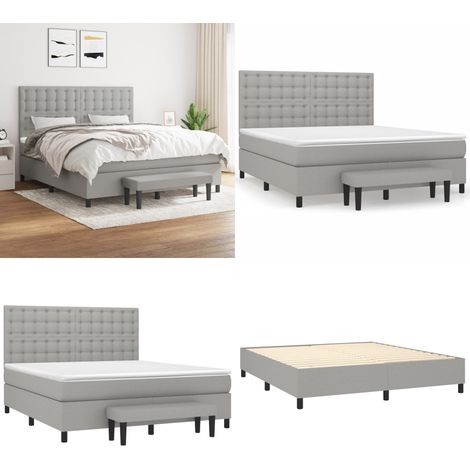 Boxspringbett mit Matratze Hellgrau 160x200 cm Stoff - Boxspringbett - Doppelbett - Bettenrahmen - Schlafsofa - Hellgraues Bett - Home & Living (1/5)