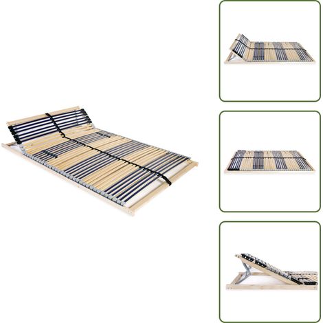 Sommier à lattes sans matelas avec 42 lattes 7 zones 140x200 cm - Sommier À Lattes - Lit Double - Cadre De Lit - Support De Matelas - Base De Lit (1/5)