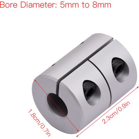 Accouplement d'arbre rigide, alésage de 5mm à 8mm, connecteur de coupleur L23xD18 pour imprimante 3D, moteur pas à pas, Machine CNC, 3 pièces (1/5)