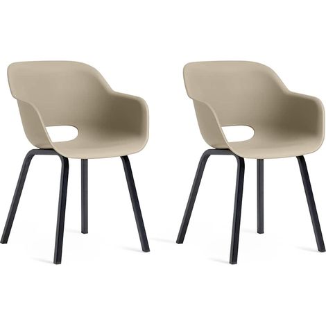 Chaise de jardin  avec pieds en métal Noa (lot de 2) couleur sauge argentée Keter