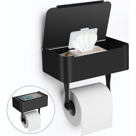 Toilettenpapierhalter mit Ablagen aus Edelstahl, wandmontiert oder klebbar, Papiertuchspender für Badezimmer und Handtücher