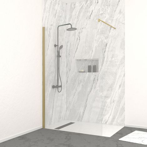 Parete doccia 120x200 cm - Vetro temperato 8 mm - Finitura oro spazzolato - FREEDOM 2 GOLD