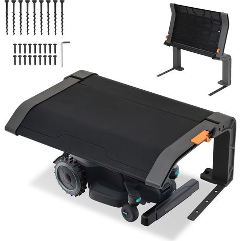 Randaco Rasenmäher Garage für Mähroboter Klappbare Überdachung 72x56x36 cm Schwarz Grau Dach Schwarzer Stahlrahmen Metall Pulverbeschichtet (1/5)