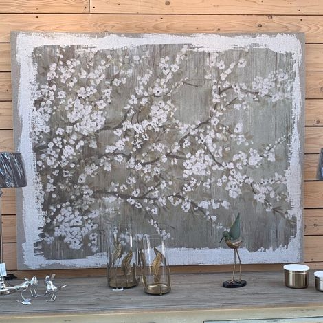 Tableau pommier toile blanc 150x120x150cm (1/2)