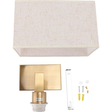 Ortviai Applique murale en lin – Lampe moderne minimaliste pour chambre, salon ou couloir, finition or brossé, 29 cm (1/5)