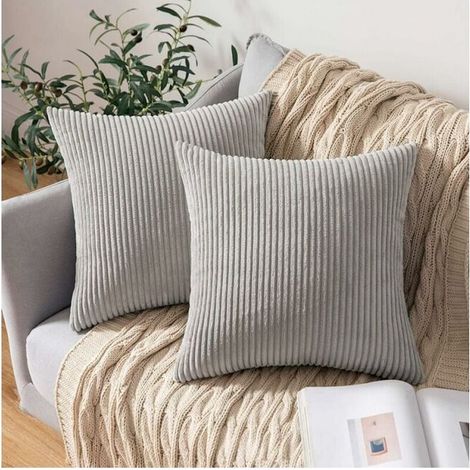 2PC Sofa 45x45cm Light Grey Velvet Cushion Cover Scandinavian Decor Square Pillowcase Home (1/5)