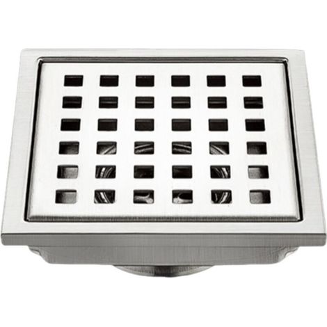 – Siphon de sol extérieur 12x12cm en acier inoxydable 304 – Écoulement de douche avec arrêt du parfum – Tamis à cheveux amovible - Silver-12 (1/5)