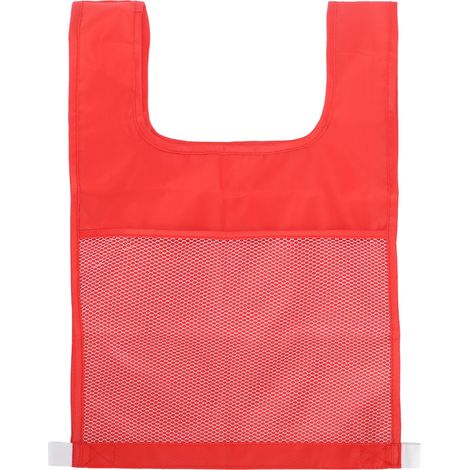 Gilet éducatif enfant rouge, lettres et chiffres, poches en mesh, apprentissage maternelle, taille enfant. (1/5)