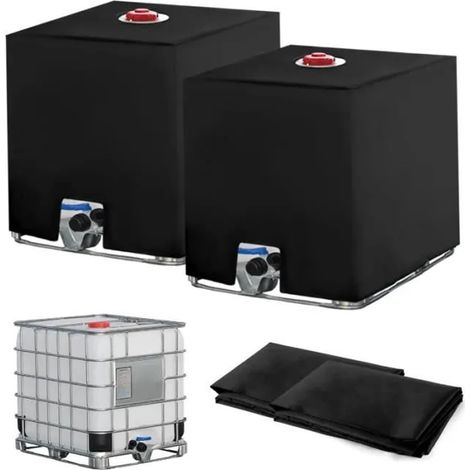 Lot de 2 bacs de récupération d'eau de pluie pour conteneur IBC 1000 L, anti-UV et anti-poussière, 1000 l, 116 x 100 x 120 cm (1/5)