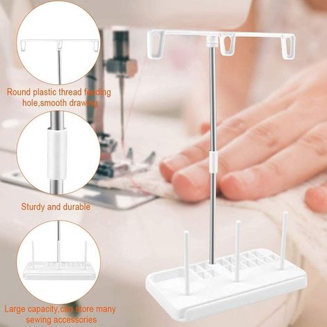 1 Support de bobine,3 cônes,plastique,blanc,machine à coudre domestique,broderie