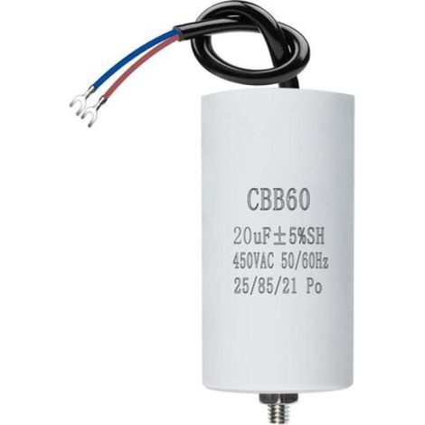 CBB60 450V 20µF 50/60HZ ANGEEK Condensateur,Condensateur de démarrage,condensateur cbb60,condensateurs,avec fils M8,38x70mm (1/5)