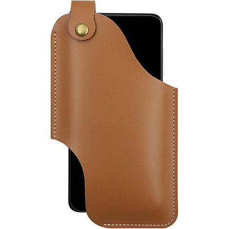 Étui pour téléphone portable en cuir avec passant de ceinture et boucle magnétique (S, marron)