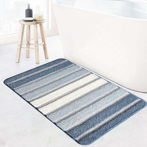 Badematte, rutschfeste Badematte, superweiche Badematte, saugfähige Mikrofaser-Badematte (blau, 40 x 60 cm)