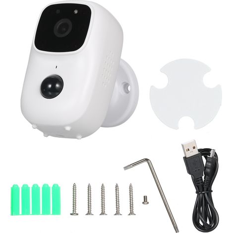 Caméra sans fil alimentée par batterie rechargeable, caméra de sécurité domestique, caméra WiFi avec détection de mouvement et vision nocturne infrarouge, utilisation intérieure/extérieure, avec micro (1/5)