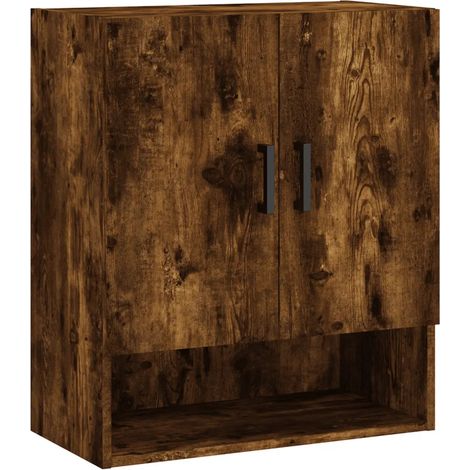 Práctico armario de pared con gran espacio de almacenamiento para decoración moderna 60 x 31 x 70 cm de madera noble roble ahumado 020048768 (1/5)