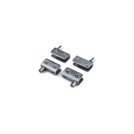 Paquet de 4 charnières de porte en verre Charnière à pivot à 90 °, verre sans perforation, acier inoxydable, ajustement pour verre de 5-8mm (1/5)