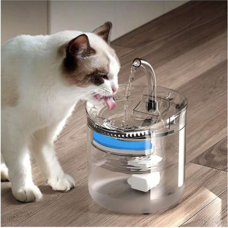 Fontana per gatti a batteria, 2 litri, senza fili e silenziosa, ideale per gatti da interno, facile da pulire, perfetta per piccoli animali domestici.