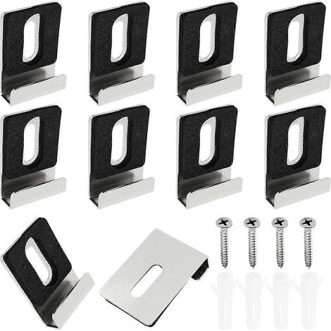 Kit de fixation pour miroir robuste (10 pièces), fixations murales, clips pour miroir, trou unique, argent (1/5)