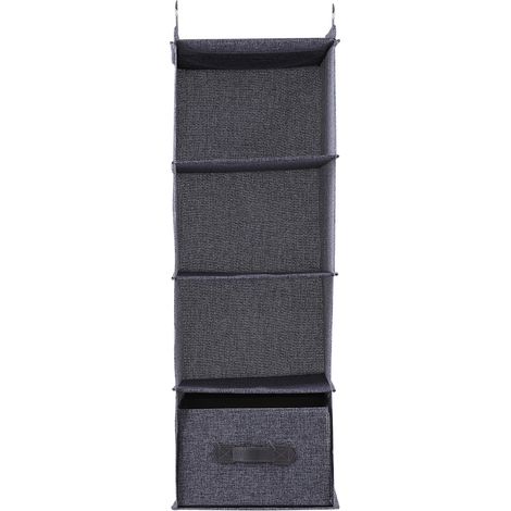 Armoire suspendue 4 étagères avec tiroir pour rangement de vêtements, gris (1/5)