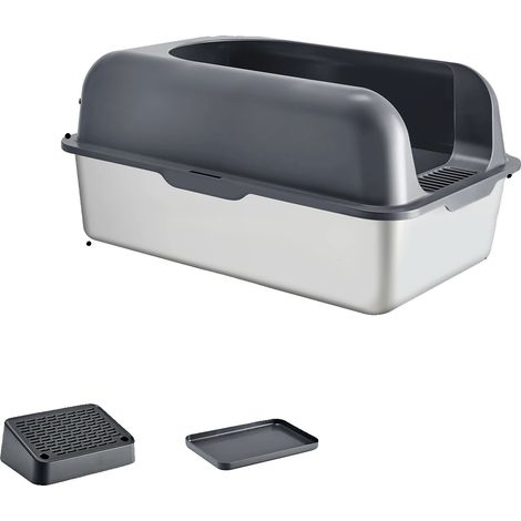 Katzentoilette, tiefe Ausführung, leicht zu reinigen, dunkelgrau (1/2)