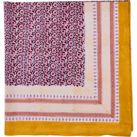 Tissu d'ameublement couvre-tout en coton motif jaune rose Sulmona