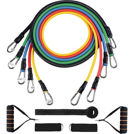 5-teiliges Widerstandsbänder-Set mit Griff für Krafttraining, Fitness-Tubes, Spannungsbänder, Fitnessgeräte für Männer und Frauen