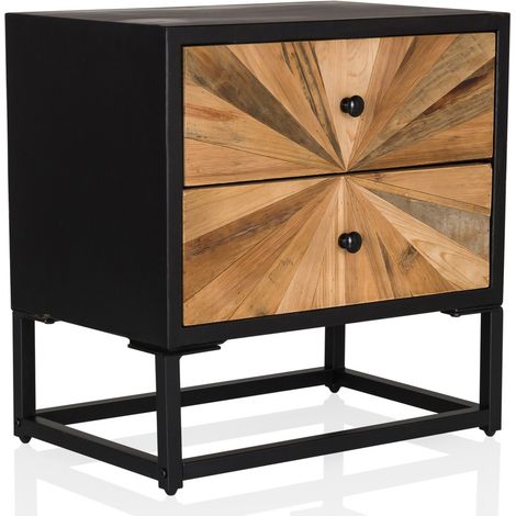Beistelltisch / Nachttisch SANTJAGO BLACK SUN S 2 Schubladen Tanne massiv hjh LIVING