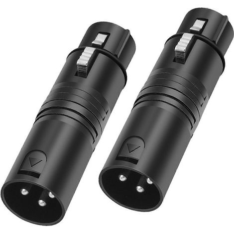 Lot de 2 adaptateurs XLR mâle/femelle 3 broches pour performances en direct (1/4)