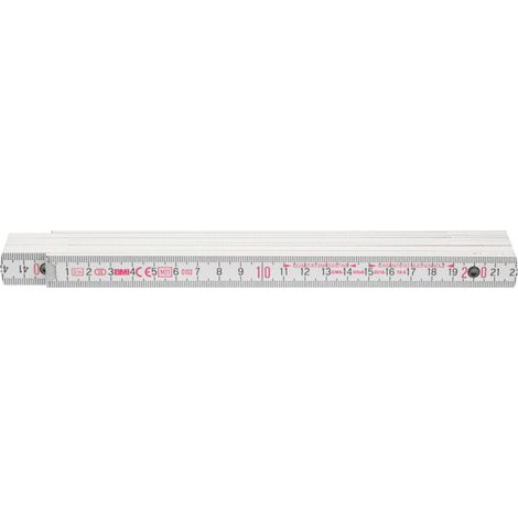 BMI Metre pliant bois blanc, Longueur : 2m