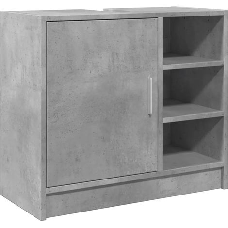 Armoire de lavabo moderne avec espace de rangement 63 x 29 x 55 cm finition lisse en bois d'ingénierie gris béton (1/5)