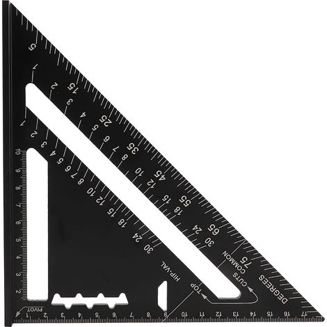 Règle d'angle de toiture 180 mm en alliage d'aluminium noir anodisé, équerre de charpente graduée métrique (1/5)