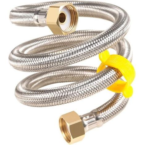 FOREHILL 2 Stück G 1/2 x G 1/2 Edelstahl-Geflechtschlauch, flexible Wasserleitung für Bad-WC-Armaturen, Küchenspülen, Wasserzulaufrohre, 30 cm