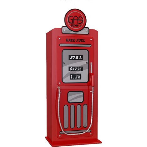 TURBO - Armoire 1 Porte Style Pompe à Essence Vintage Rouge (1/3)