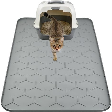 1 Tapis Litiere Chat, 86x56 cm Silicone, Motif Y, Imperméable, Antidérapant, Pour Maison