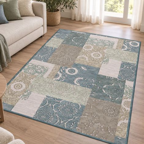 Tapis Lasoma, Densité 820000 points/m², 100% Viscose Chenille, Antidérapant, 200x140 cm Beige (1/3)