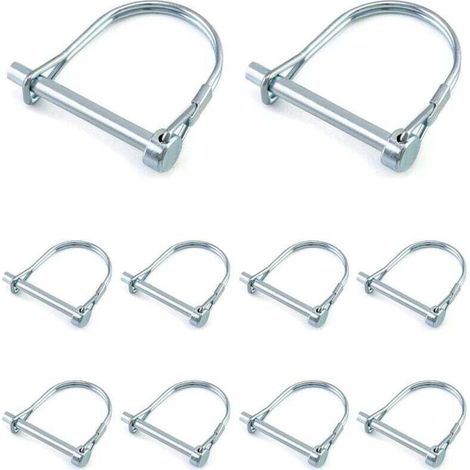 Packung mit 10 D-förmigen Verriegelungsbolzen – Verzinkter Kohlenstoffstahl – 6 x 50 mm für Anhänger- und Maschinenkupplungen (1/5)