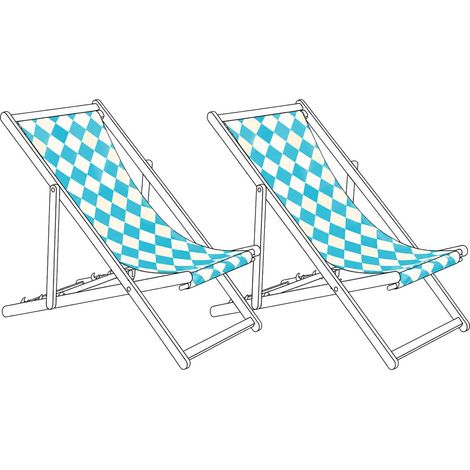 Lot de 2 Toiles de Remplacement pour Chaises Longues en Polyester Motif Géométrique en Losanges Bleu Anzio / Avellino (1/5)
