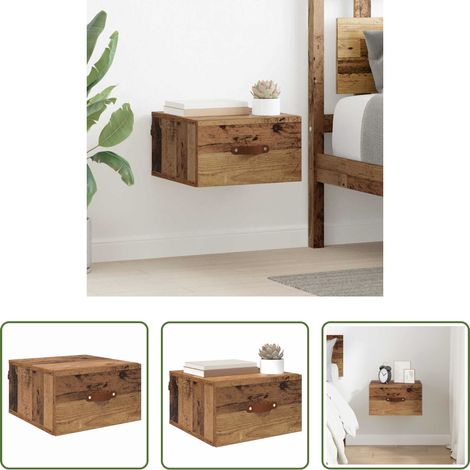 Rangement mural - Cabinet de chevet mural Bois Ancien 35 x 35 x 20 cm (1/5)