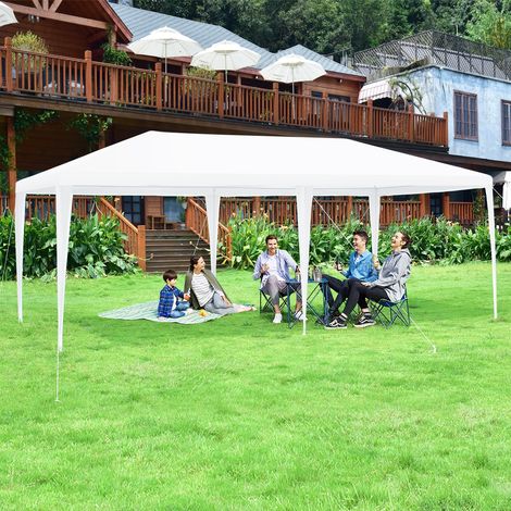 Tonnelle Jardin Tente Réception 4 Murs Amovibles Fenêtre 600x300x255cm Blanc CW26239 (1/2)