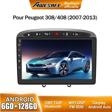 AWESAFE Autoradio Android 13 pour Peugeot 308/408 (2007-2013) 6Go+128Go 9'' Écran Tactile GPS Android Auto WiFi Gris (1/5)