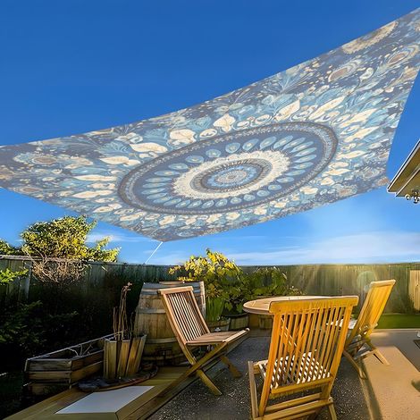 Voile d'ombrage imperméable style Mandala (Style16-240cmx185cm) voile d'ombrage pour jardin été, toile d'ombrage pour terrasse sud (1/5)